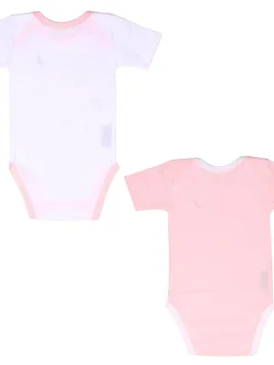 Εσώρουχα Σετ 2 τεμ. 80 cm Κοντό Μανίκι Ροζ 100% Βαμβάκι Jersey