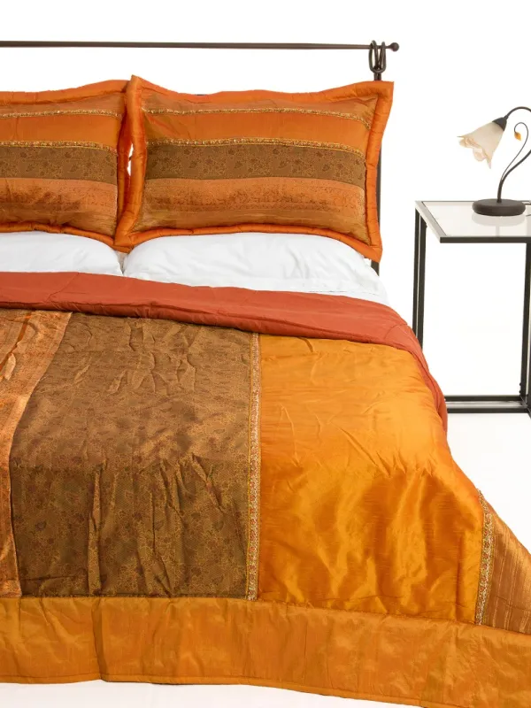 Προϊόν ΚΟΥΒΕΡΛΙ σετ( 220cm x 240cm + 2 x 50cm x 70cm) TAJ MAHAL πορτοκαλί Εικόνα