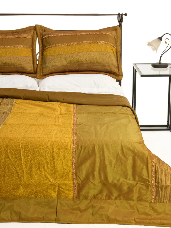 Προϊόν ΚΟΥΒΕΡΛΙ σετ (220cm x 240cm + 2 x 50cm x 70cm) TAJ MAHAL χρυσό Εικόνα
