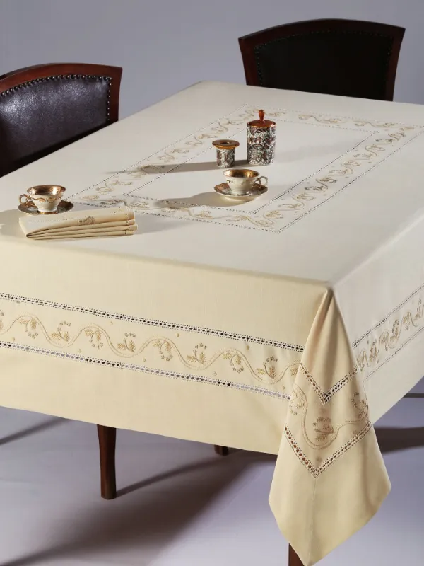 Προϊόν Χειροποίητο τραπεζομάντηλο 5005 (170cm x 270cm) λαδί Εικόνα