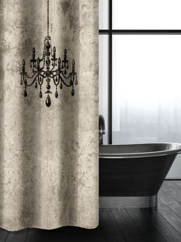 Προϊόν Κουρτίνα Μπάνιου Abstract Des 116 Natural με Κρίκους  Εικόνα