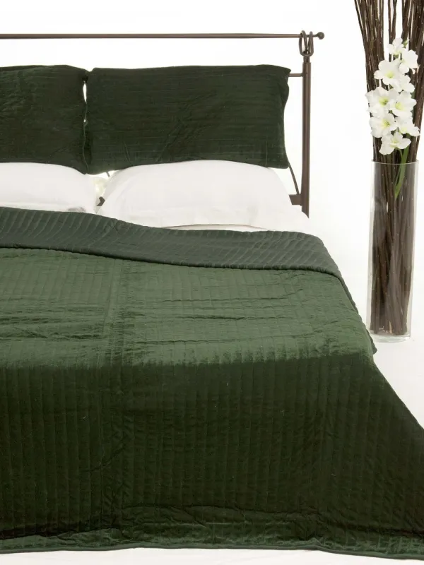 Προϊόν ΚΟΥΒΕΡΛΙ σετ (220cm x 240cm + 2 x 50cm x 70cm  VELVET πράσινο Εικόνα