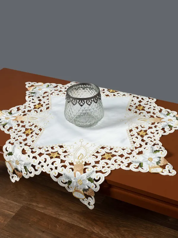 Προϊόν χριστουγεννιάτικο καρέ (90cm x 90cm) 8213 star ivory Εικόνα