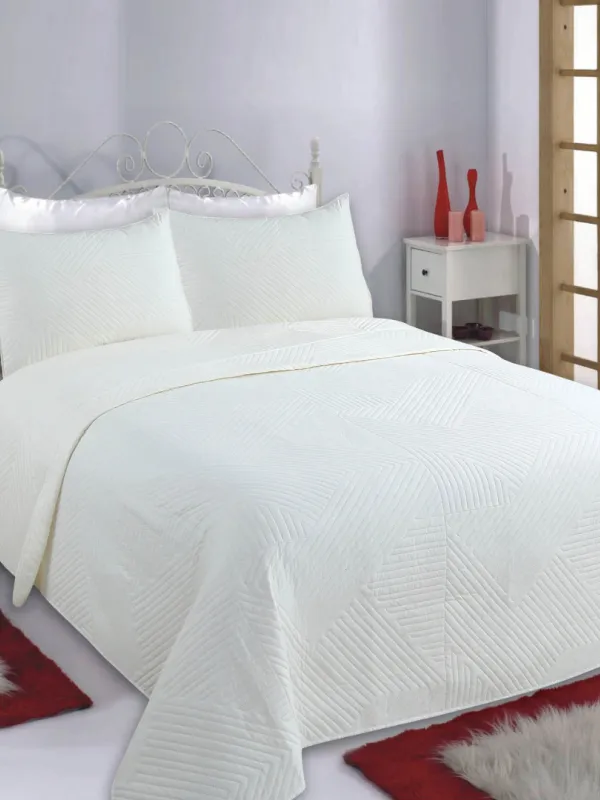 Προϊόν ΚΟΥΒΕΡΛΙ σετ (240cm x 260cm + 2 x 50cm x 70cm) LINES ivory Εικόνα