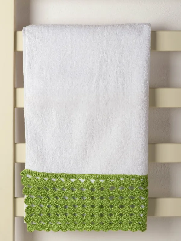 Προϊόν Πετσέτα Σώματος (100cm x 150cm) με δαντέλα λευκό/πράσινο Εικόνα