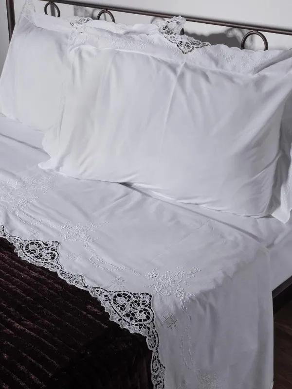 Προϊόν ΧΕΙΡΟΠΟΙΗΤΟ ΒΕΝΙΣ ΣΕΝΤΟΝΙ NG018 ΤΡΙΩΝ ΤΕΜΑΧΙΩΝ (225CM X 270CM) ΛΕΥΚΟ Εικόνα