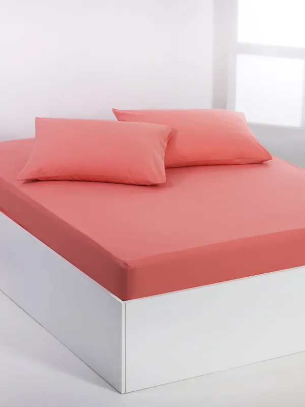 Προϊόν Βαμβακερό σεντόνι essentials (105cm x 200cm + 35cm) coral almond Εικόνα