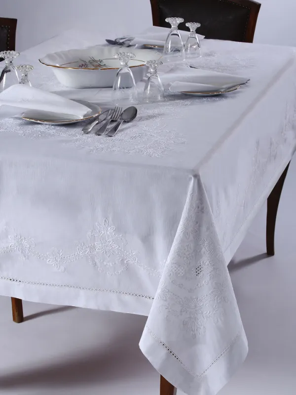 Προϊόν Χειροποίητο τραπεζομάντηλο 3X43 (170cm x 220cm) λευκό Εικόνα