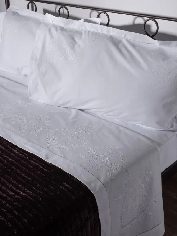 Προϊόν Χειροποίητο σεντόνι 2468 τεσσάρων τεμαχίων (225cm x 270cm) λευκό Εικόνα