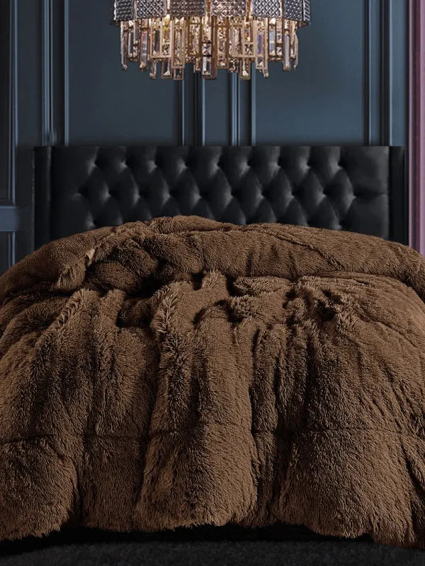 Προϊόν Κουβερτοπάπλωμα μαλλιαρό (220cm x 240cm) coffee Εικόνα