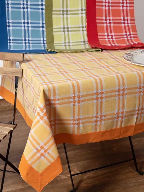 Προϊόν τραπεζομάντηλα ( 140cm x 180cm) moda λευκό καρό πορτοκαλί Εικόνα