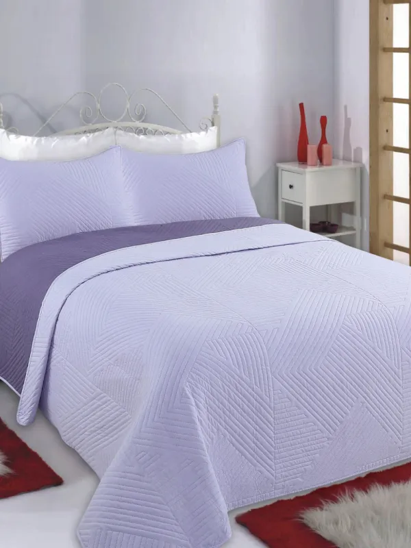 Προϊόν ΚΟΥΒΕΡΛΙ σετ (220cm x 240cm + 2 x 50cm x 70cm) LINES lila/purple Εικόνα