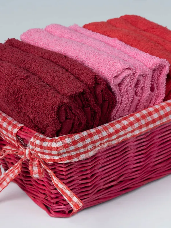 Προϊόν Σετ λαβέτες σε καλάθι 9 τεμάχια (30cm x 30cm) κόκκινες Εικόνα