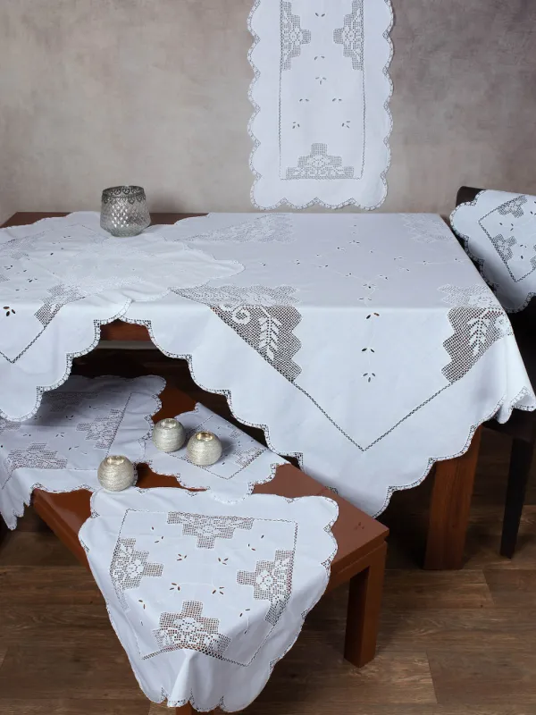 Προϊόν Πλεκτό με ύφασμα σετ 7 τεμαχίων 2315 (140cm x 140cm/90cm x 90cm/50cm x 150cm/60cm x 60cm x 2/40cm x 40cm x 2) λευκό Εικόνα