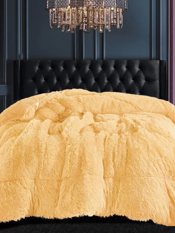 Προϊόν Κουβερτοπάπλωμα μαλλιαρό (170cm x 220cm) gold Εικόνα