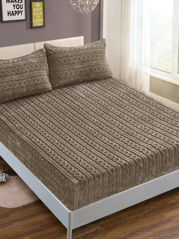 Προϊόν Σεντόνι fleece braid (160cm x 200cm ) καφέ Εικόνα