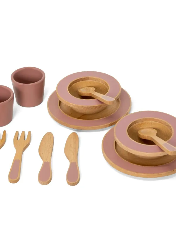 Προϊόν Ξύλινο Σερβίτσιο Φαγητού Ροζ - Mama Memo Εικόνα