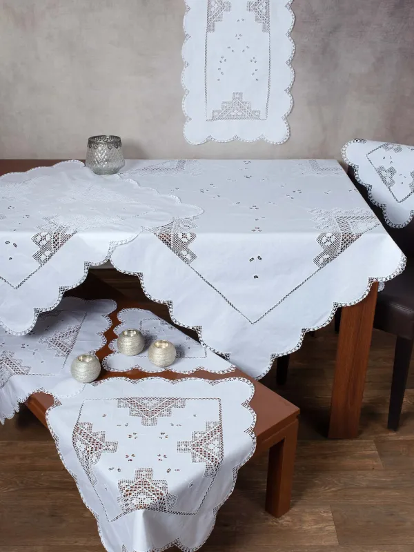 Προϊόν Πλεκτό με ύφασμα σετ 7 τεμαχίων 2318 (140cm x 140cm/90cm x 90cm/50cm x 150cm/60cm x 60cm x 2/40cm x 40cm x 2) λευκό Εικόνα