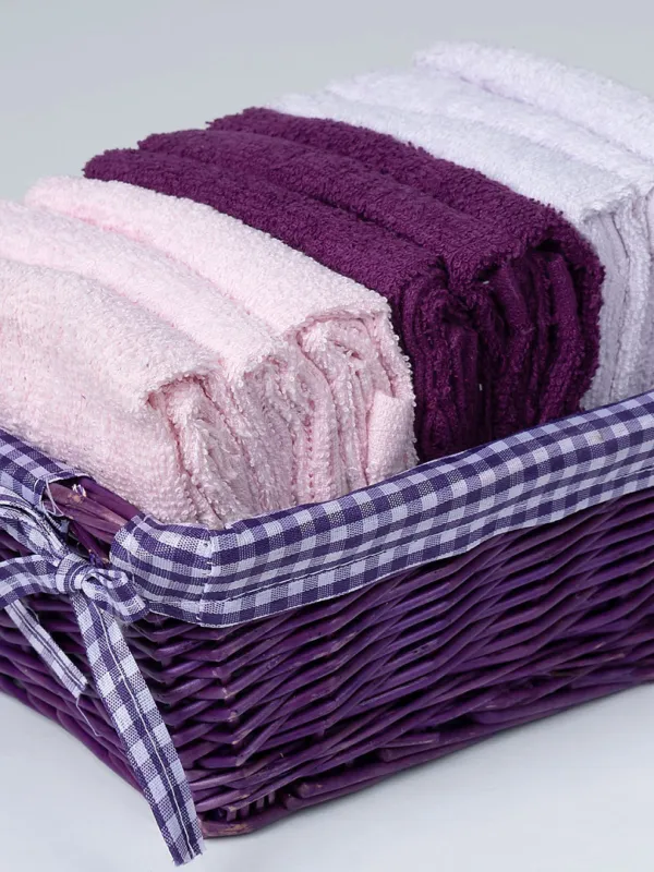 Προϊόν Σετ λαβέτες σε καλάθι 9 τεμάχια (30cm x 30cm) μώβ Εικόνα