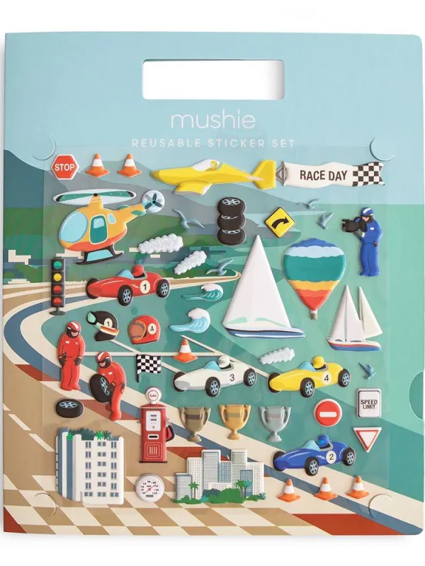 Προϊόν Βιβλίο με Επαναχρησιμοποιούμενα Αυτοκόλλητα Race Cars - Mushie Εικόνα