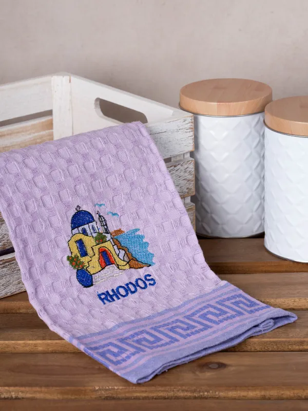 Προϊόν Σετ 12 τεμαχίων ποτηρόπανα γκοφρέ (50cm x 70cm) λιλά εκκλησία RHODES Εικόνα