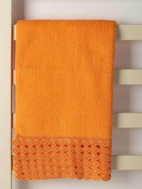 Προϊόν Πετσέτα Προσώπου (50cm x 100cm) με δαντέλα πορτοκαλί Εικόνα