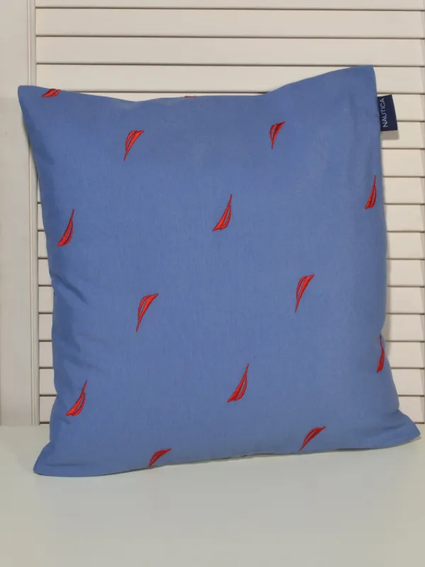 Προϊόν Μαξιλαροθήκη Διακοσμητική Λονέτα Κεντητή Des. 222 Μπλε με Κόκκινο Κέντημα Εικόνα