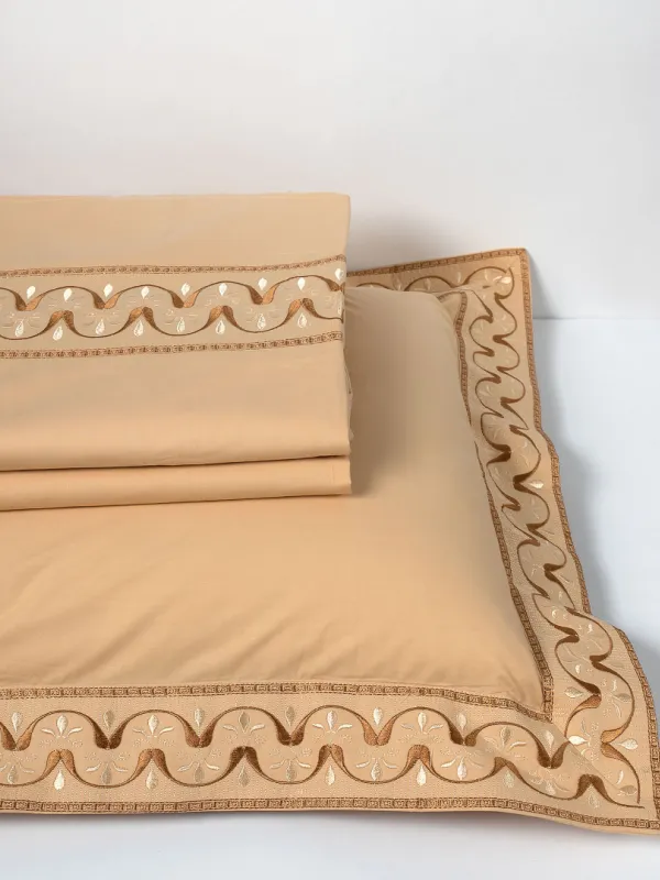 Προϊόν σεντόνια βαμβακερά ( 230cm x 250cm 2x 50cm x 70cm) M126 χρυσό Εικόνα