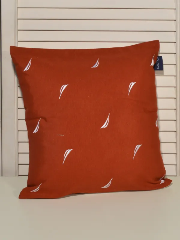 Προϊόν Μαξιλαροθήκη Διακοσμητική Λονέτα Κεντητή Κεραμιδί με Λευκό Κέντημα Des. 221 Κόκκινο Εικόνα