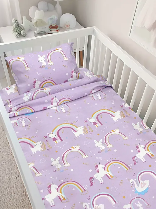 Προϊόν LINO BEBE ΣΕΤ ΣΕΝΤΟΝΙΑ RAINBOW GALLOP LILAC 120X180 Εικόνα