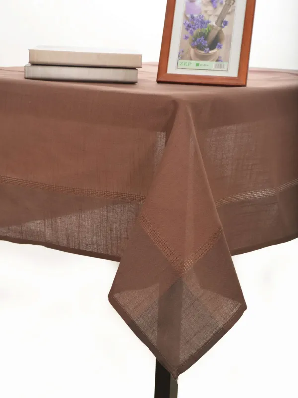 Προϊόν τραπεζομάντηλα nx031 (135cm x 135cm) σκούρο καφέ Εικόνα