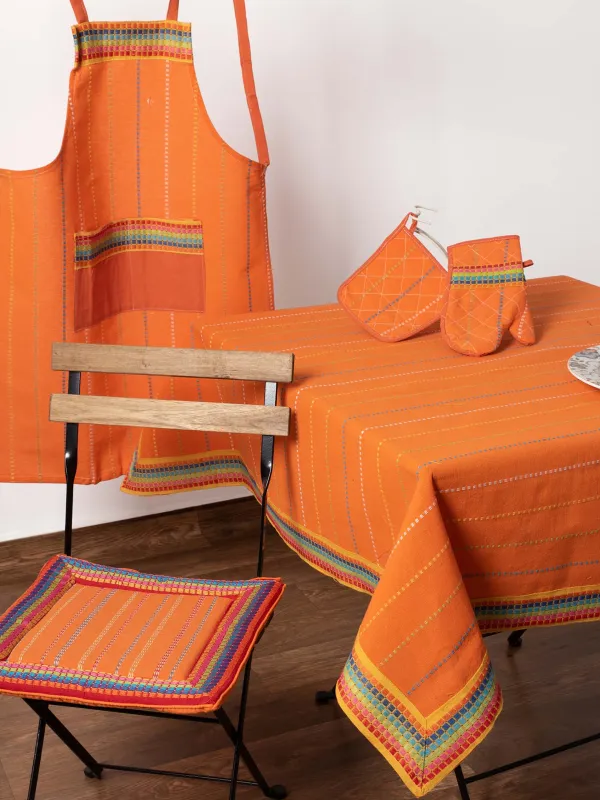 Προϊόν τραπεζοκαρέ ( 140cm x 140cm) moda ριγέ πορτοκαλί Εικόνα