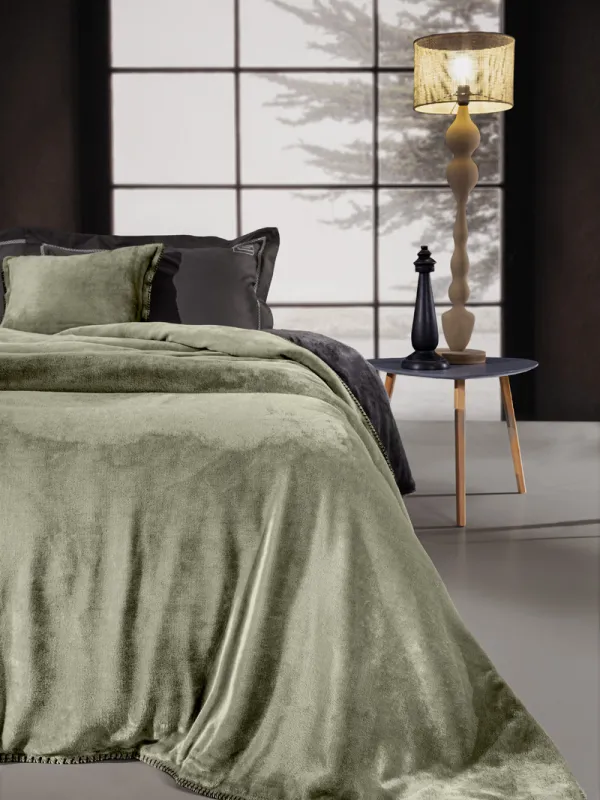Προϊόν Σετ 2τμχ Κουβέρτα Velvet Khaki  Εικόνα