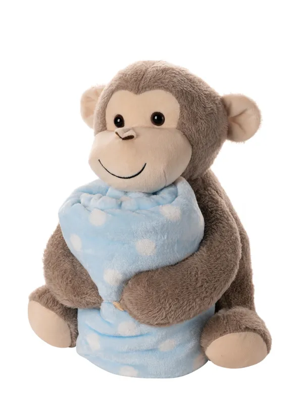 Προϊόν ΒΕΒΕ FLANNEL ΚΟΥΒΕΡΤΑΚΙ (80cm x 120cm) μπέζ μαιμουδάκι σιέλ Εικόνα