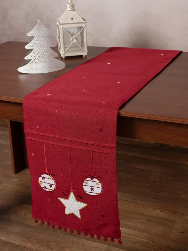 Προϊόν Χριστουγεννιάτικη τραβέρσα NW343 (35cm x 175cm) κόκκινη Εικόνα