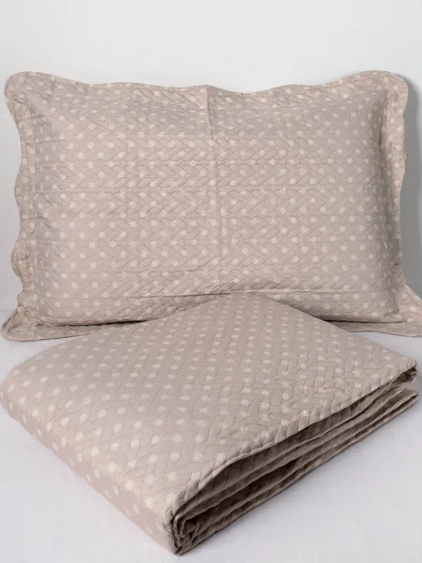 Προϊόν ΚΟΥΒΕΡΛΙ σετ (220cm x 240cm + 2 x 50cm x 70cm) dot beige Εικόνα