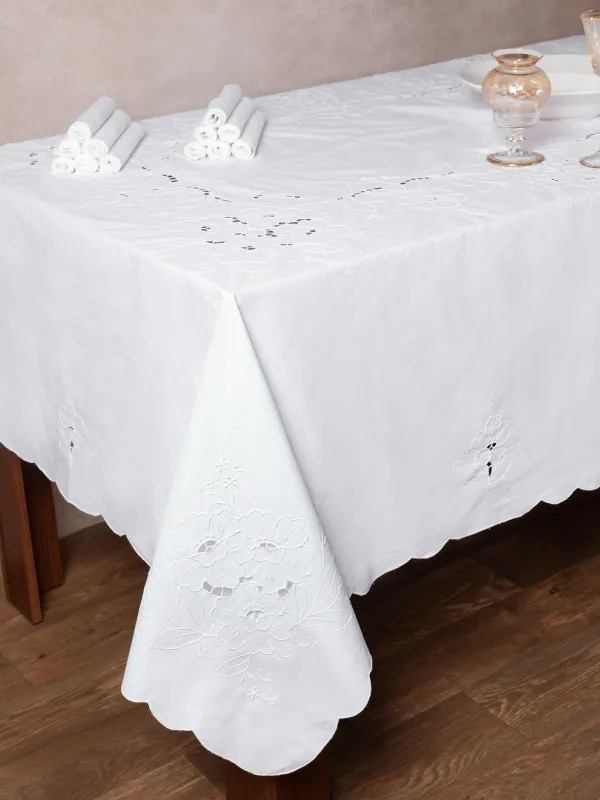 Προϊόν Χειροποίητο κοφτό τραπεζομάντηλο 432 (180cm x 260cm) λευκό Εικόνα