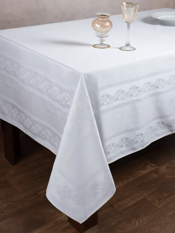 Προϊόν Ζακάρ τραπεζομάντηλο 1385 (154cm x 213cm) λευκό Εικόνα