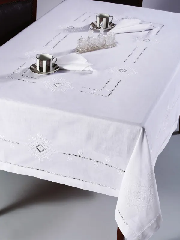 Προϊόν Χειροποίητο τραπεζομάντηλο 8122 (170cm x 220cm) λευκό Εικόνα