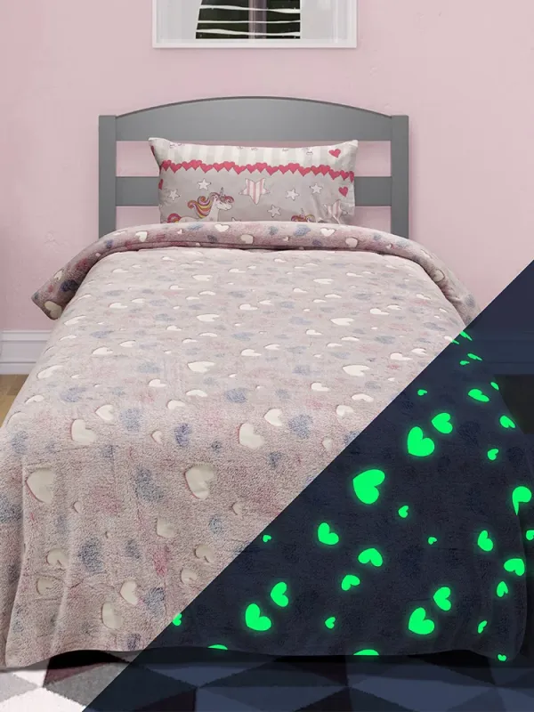 Προϊόν LINO ΚΟΥΒΕΡΤΑ FLEECE ΦΩΣΦΟΡΙΖΕ HERZ PINK 160X220 Εικόνα