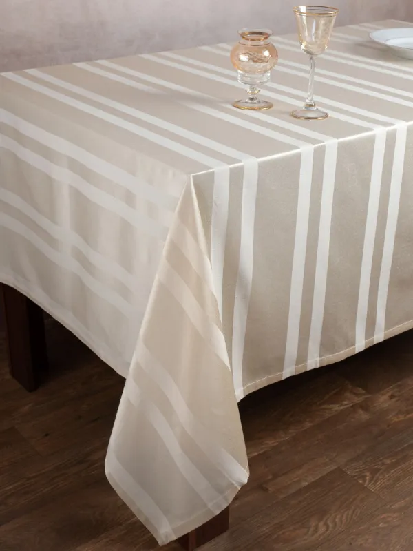 Προϊόν Ριγέ τραπεζομάντηλο dimitra (130cm x 130cm) μπέζ Εικόνα