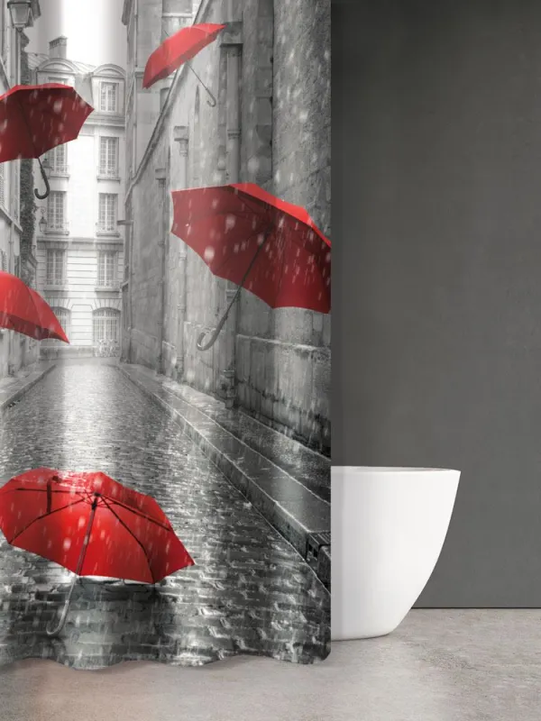 Προϊόν Κουρτίνα Μπάνιου Abstract Des 102 με Κρίκους  Εικόνα