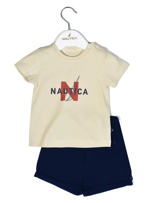 Προϊόν Design 14 Σετ T-Shirt & Shorts Jersey Beige/Navy 68cm 3-6 μηνών Εικόνα