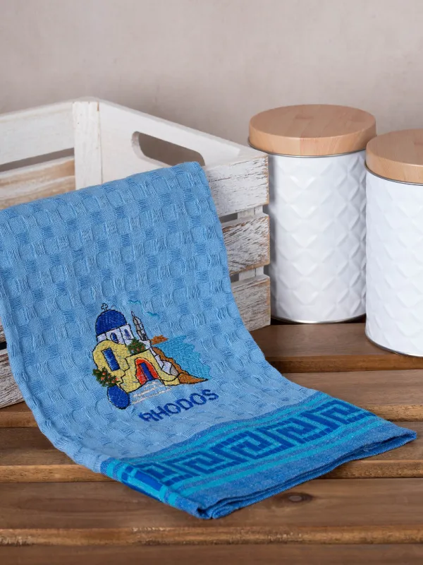 Προϊόν Σετ 12 τεμαχίων ποτηρόπανα γκοφρέ (50cm x 70cm) μπλέ εκκλησία RHODES Εικόνα