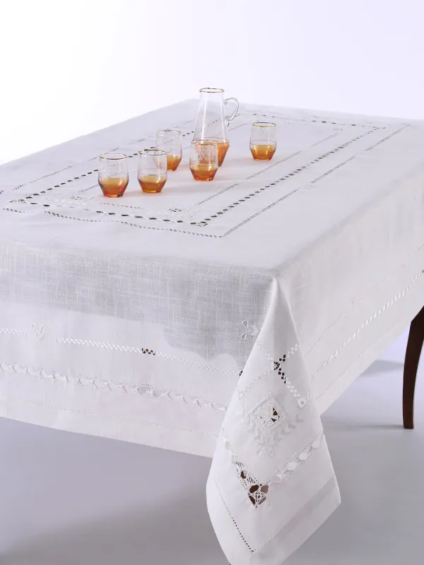 Προϊόν Χειροποίητο τραπεζομάντηλο 9108 (180cm x 180cm) λευκό Εικόνα