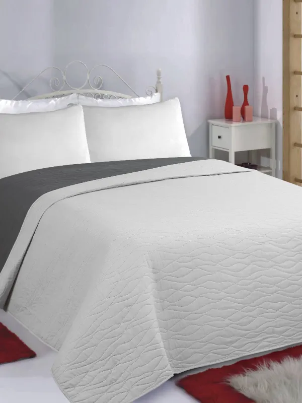 Προϊόν ΚΟΥΒΕΡΛΙ σετ (240cm x 260cm) WAVES grey/anthracite Εικόνα