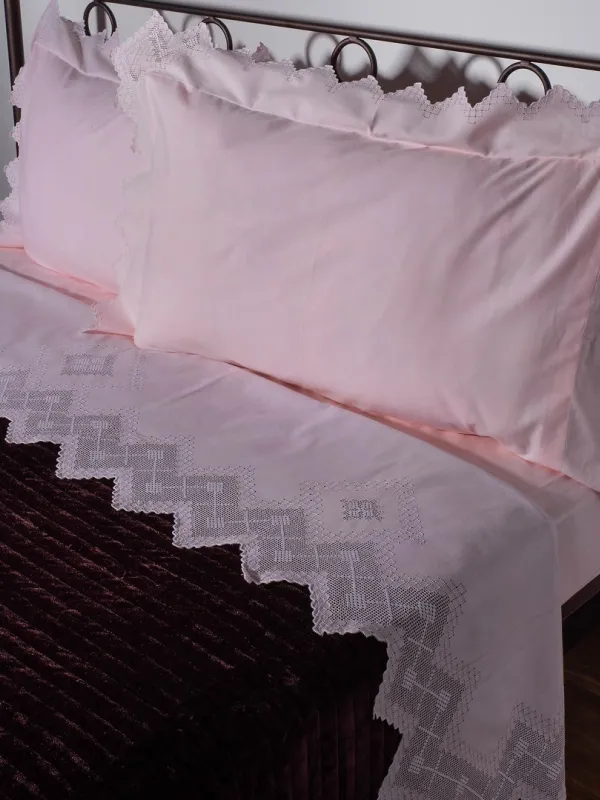 Προϊόν ΧΕΙΡΟΠΟΙΗΤΟ ΣΕΝΤΟΝΙ 712 ΦΙΛΤΙΡΕ ΤΕΣΣΑΡΩΝ ΤΕΜΑΧΙΩΝ (225CM X 270CM) ΡΟΖ Εικόνα