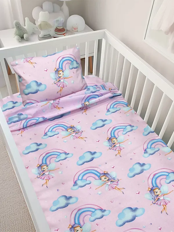 Προϊόν LINO BEBE ΣΕΤ ΣΕΝΤΟΝΙΑ ENHANCED RAINBOW PINK 120X180 Εικόνα