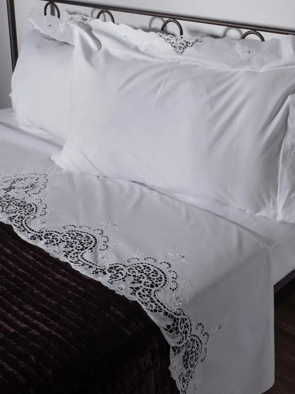 Προϊόν ΧΕΙΡΟΠΟΙΗΤΟ ΣΕΝΤΟΝΙ Κ37 ΚΗΠΟΥΡ ΤΡΙΩΝ ΤΕΜΑΧΙΩΝ (225CM X 270CM) ΛΕΥΚΟ Εικόνα