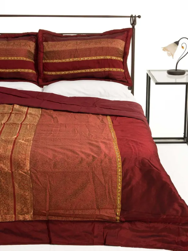 Προϊόν ΚΟΥΒΕΡΛΙ σετ (220cm x 240cm + 2 x 50cm x 70cm) TAJ MAHAL μπορντώ Εικόνα